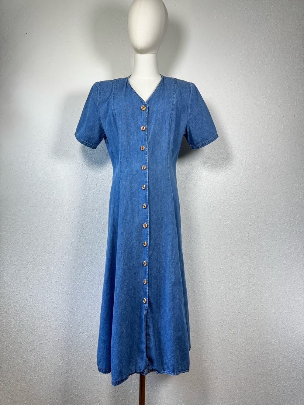 Vintage 90’s CW Cotton Denim Blue western style maxi dress Sz 14 cottagecore